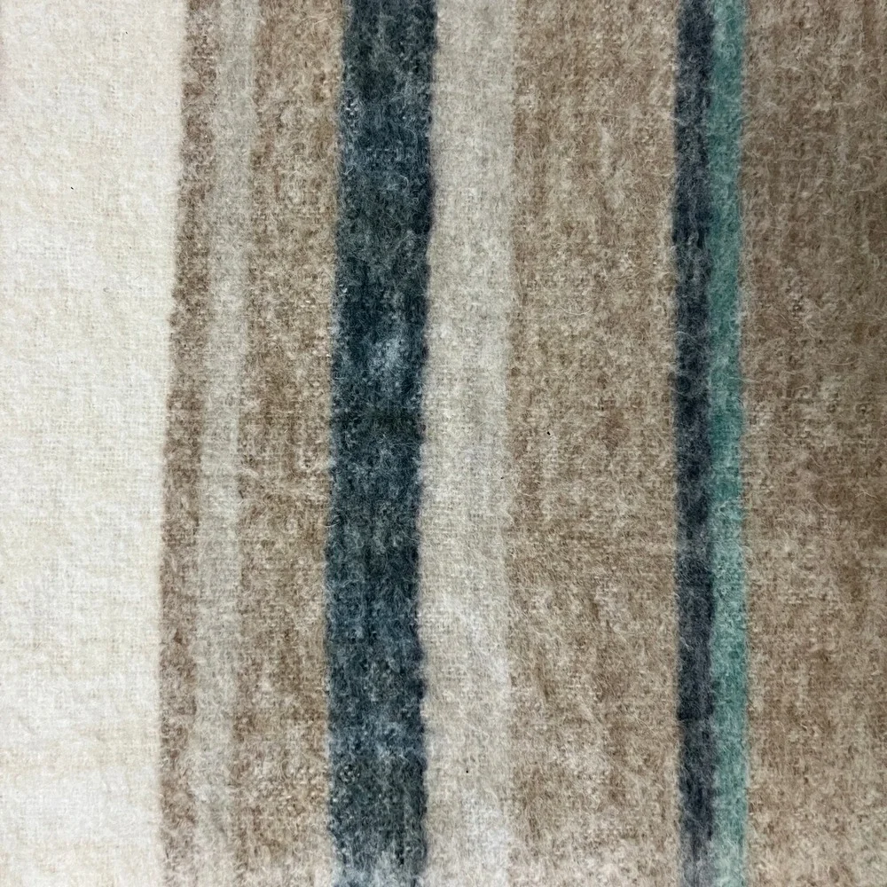 Broyhill Throw Blanket Brown Striped Acrylic Poly Wool Blend Tassel‎ Fringe Soft
